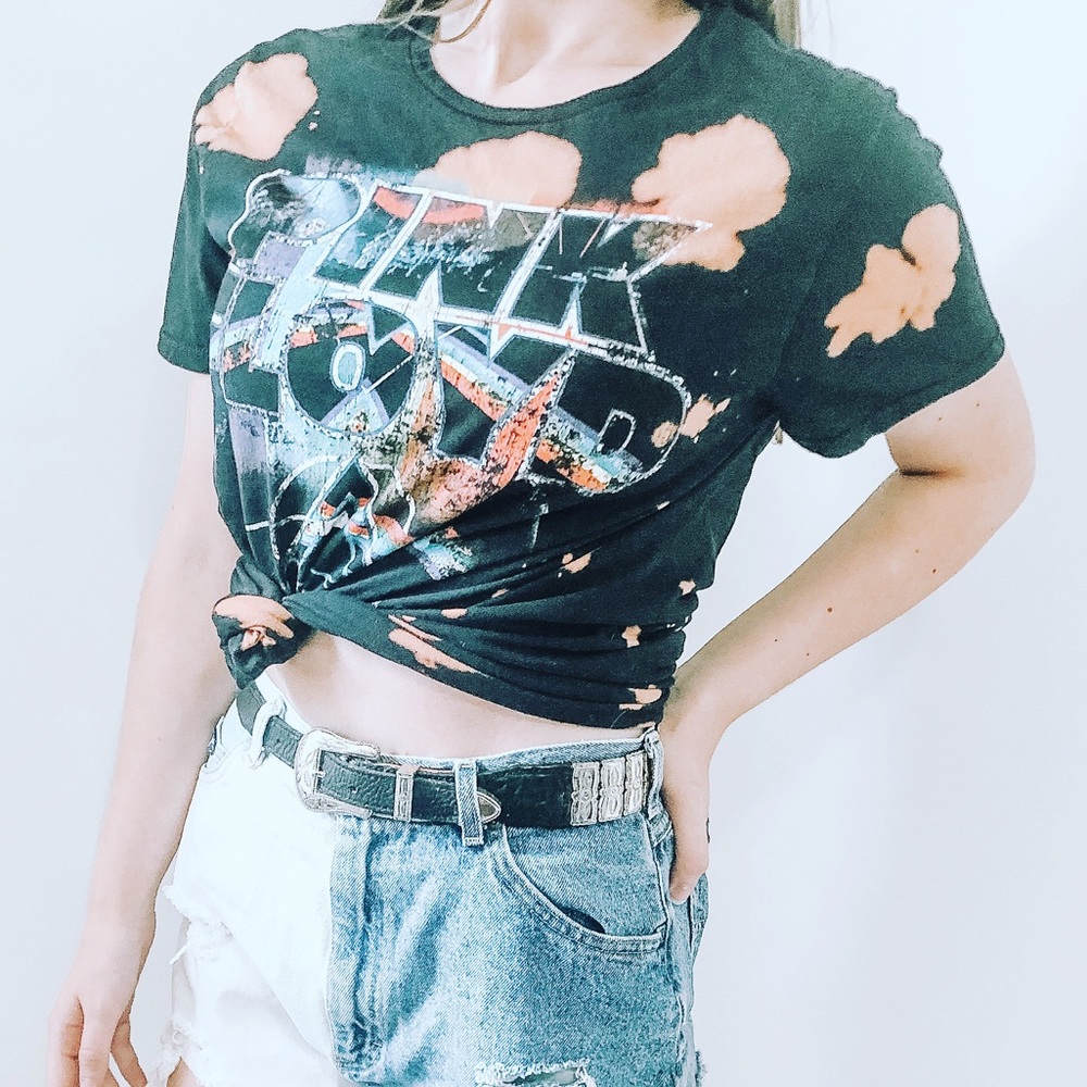 Custom bleached PINK FLOYD Band Tee Shirt